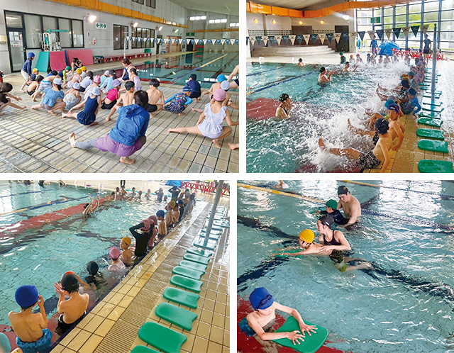 伊賀市府中小学校のプール授業